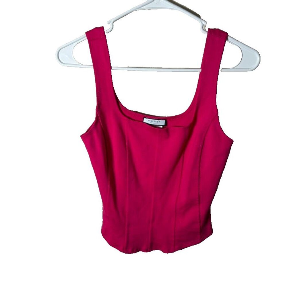 Discreet NYC Tank Top Women's XS Rib Cropped Sleeveless Square Neck Shirt